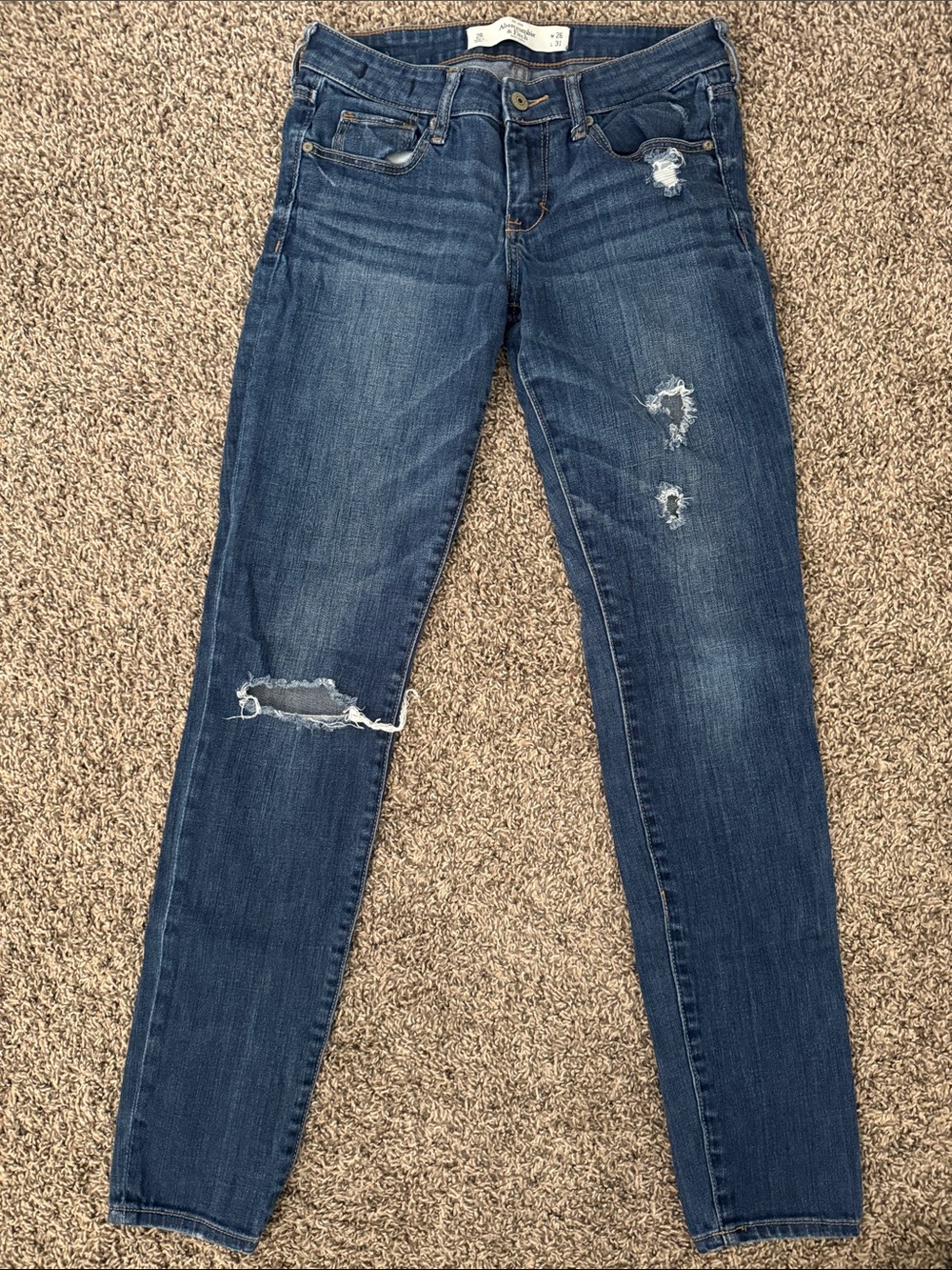 Abercrombie & Fitch Dark Blue Distressed Skinny Jeans
